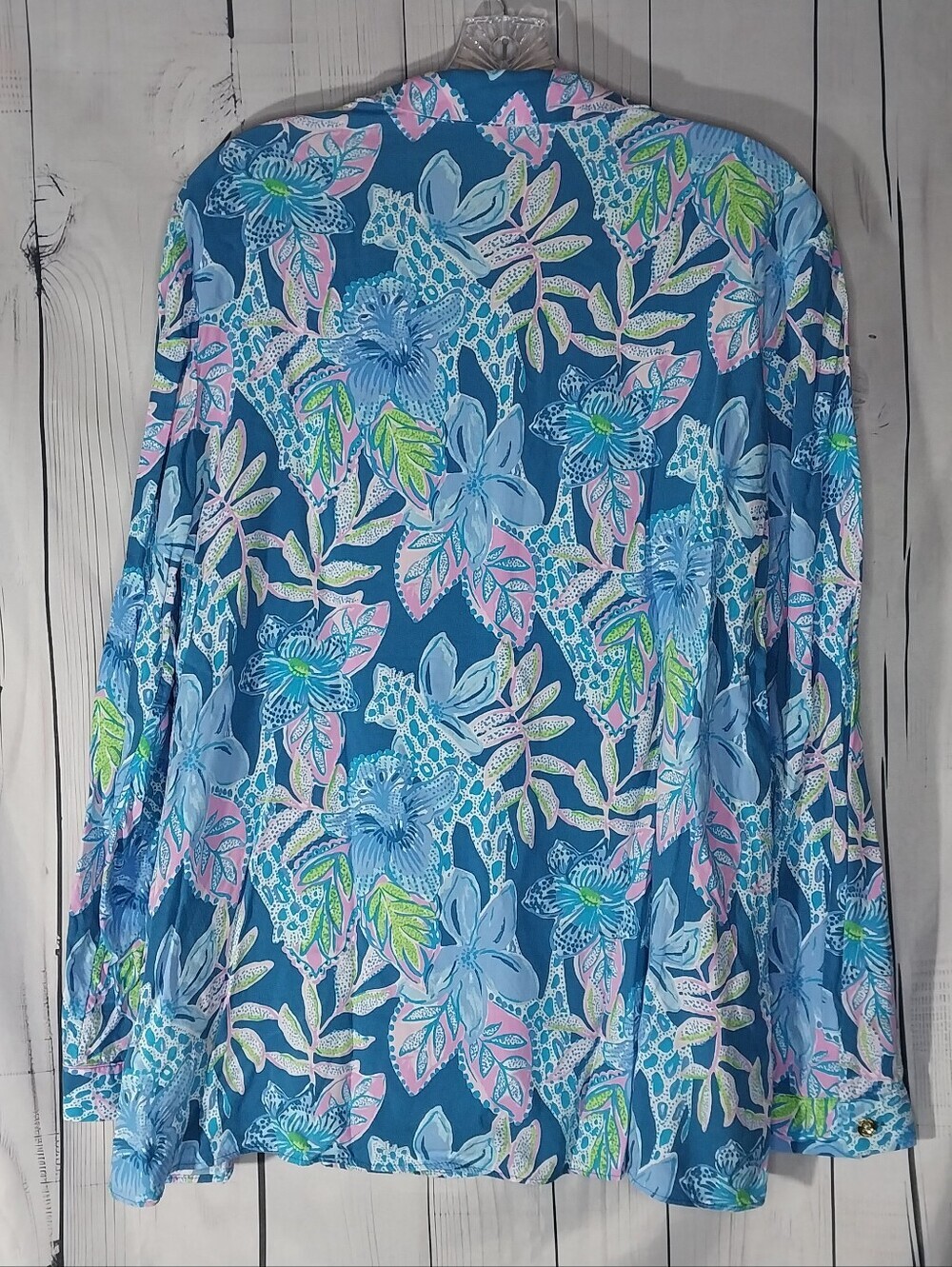 Lilly Pultizer Lillith Floral Popover Resortwear Preppy Tunic In Macaw Blue - Picture 7 of 10